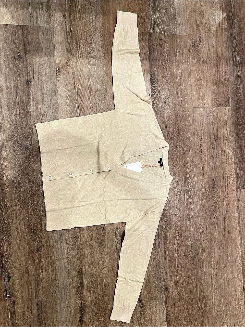Quince Lightweight Cotton Cashmere Cardigan Beige Large